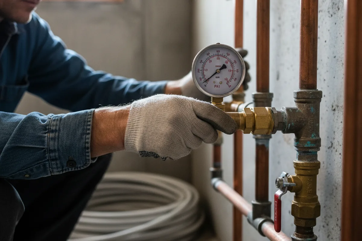 Pressure testing a repaired line during Water Line Repair in Bluemont